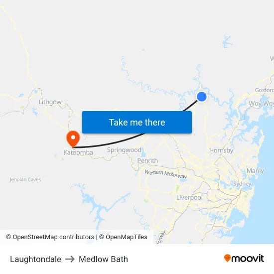 Laughtondale to Medlow Bath map