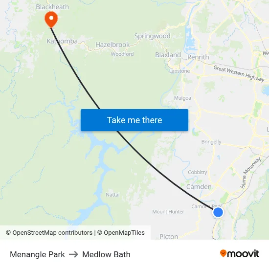 Menangle Park to Medlow Bath map