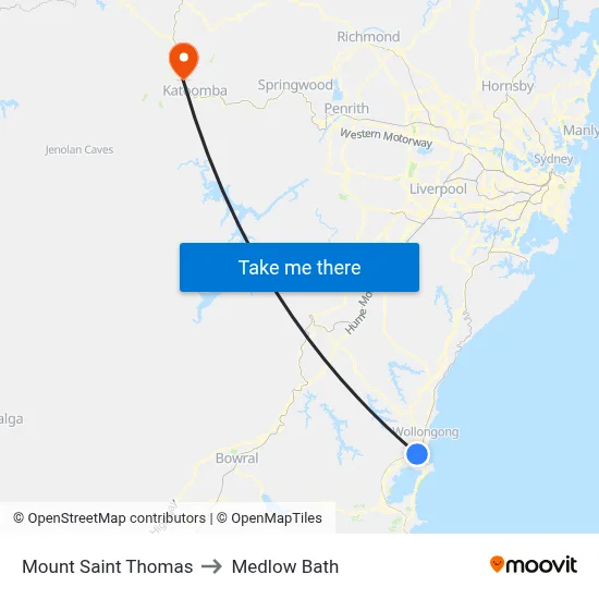 Mount Saint Thomas to Medlow Bath map
