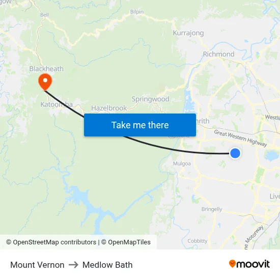 Mount Vernon to Medlow Bath map