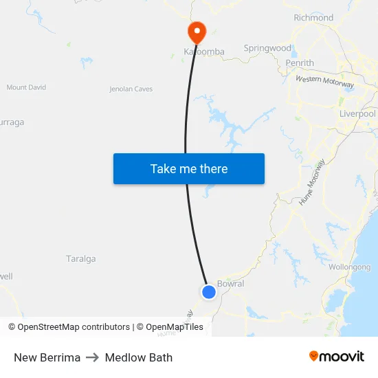 New Berrima to Medlow Bath map