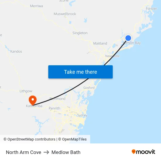 North Arm Cove to Medlow Bath map