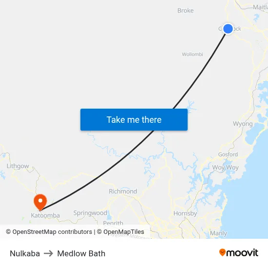Nulkaba to Medlow Bath map