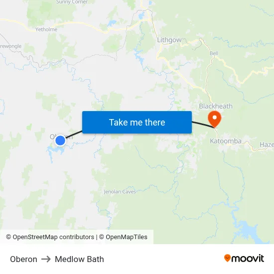 Oberon to Medlow Bath map