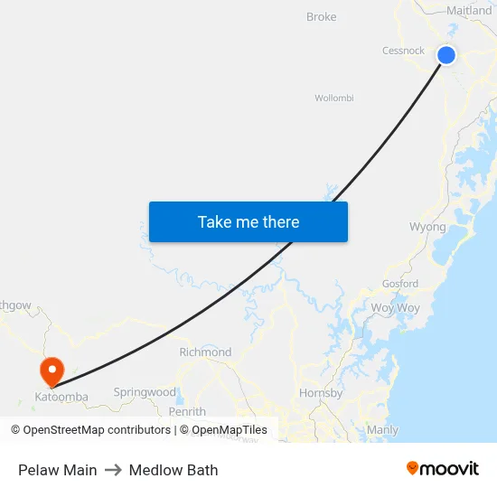 Pelaw Main to Medlow Bath map
