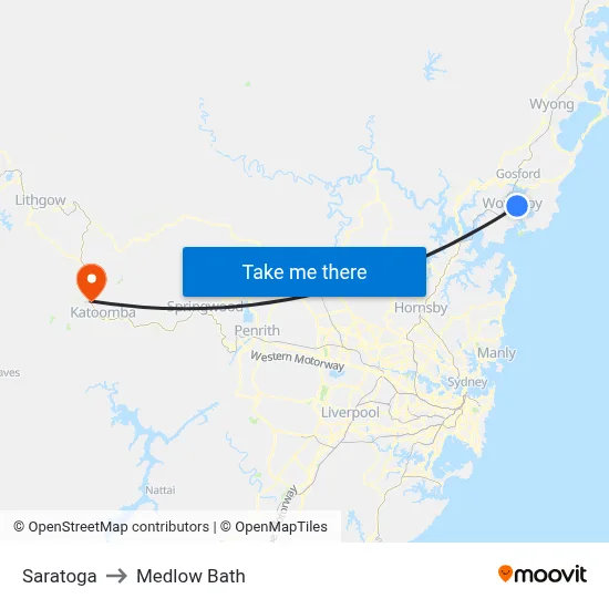 Saratoga to Medlow Bath map
