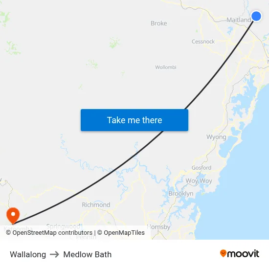 Wallalong to Medlow Bath map