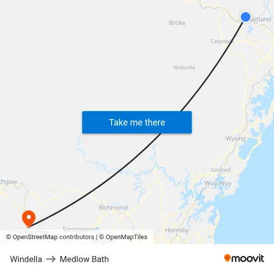 Windella to Medlow Bath map