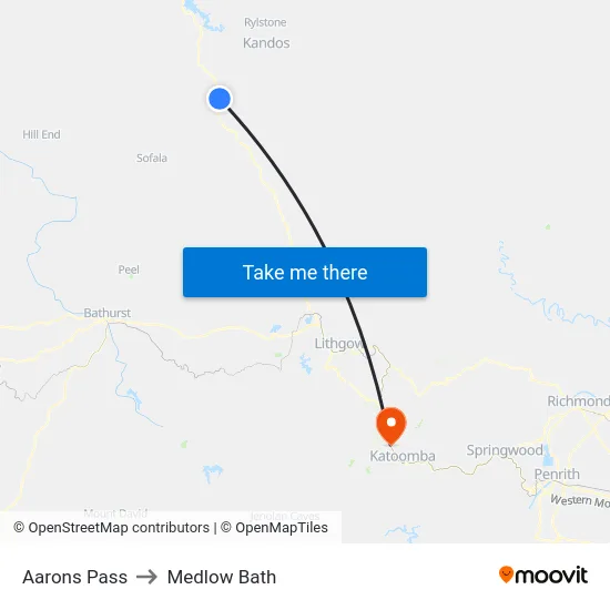 Aarons Pass to Medlow Bath map