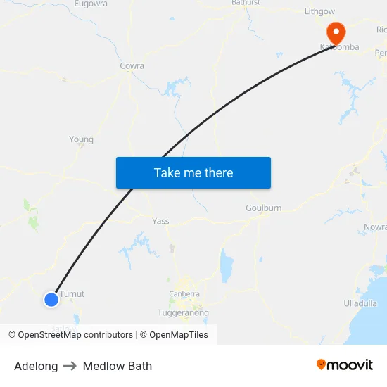 Adelong to Medlow Bath map