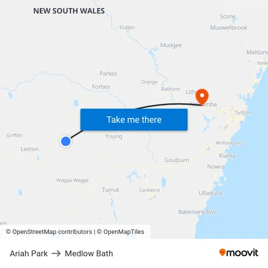 Ariah Park to Medlow Bath map