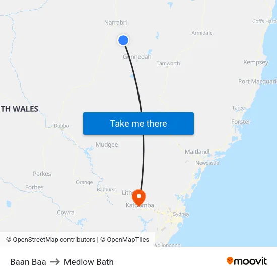 Baan Baa to Medlow Bath map
