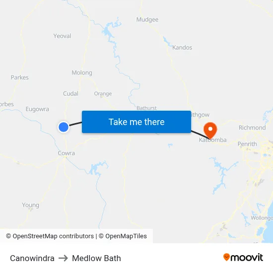 Canowindra to Medlow Bath map