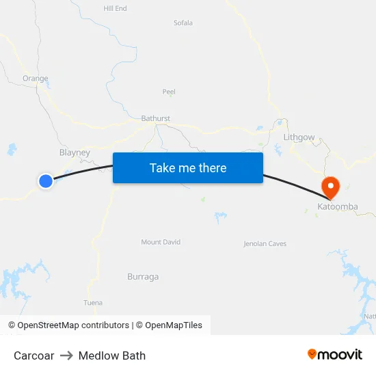 Carcoar to Medlow Bath map