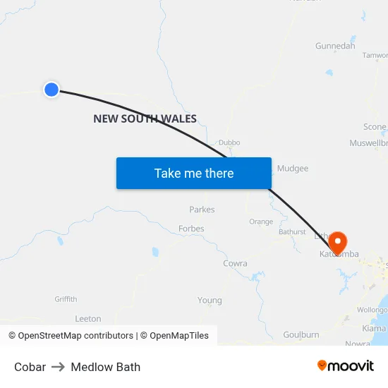 Cobar to Medlow Bath map
