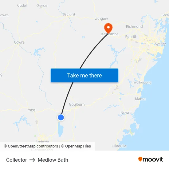 Collector to Medlow Bath map