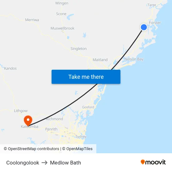 Coolongolook to Medlow Bath map