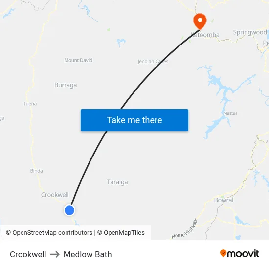 Crookwell to Medlow Bath map