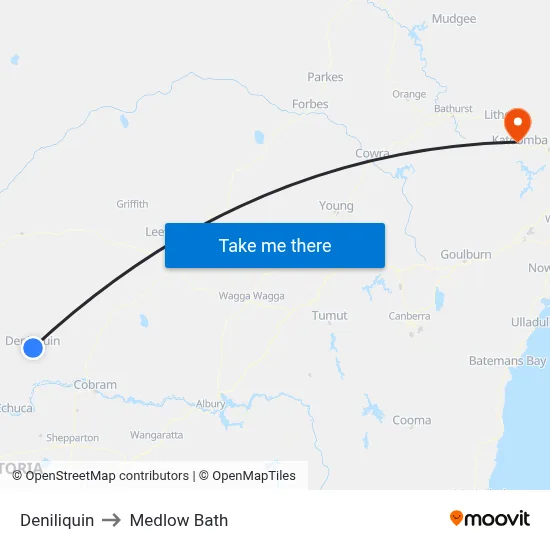 Deniliquin to Medlow Bath map