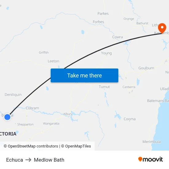 Echuca to Medlow Bath map