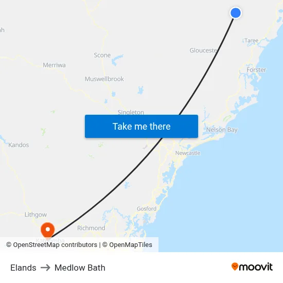 Elands to Medlow Bath map