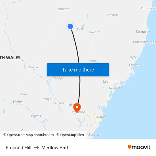 Emerald Hill to Medlow Bath map