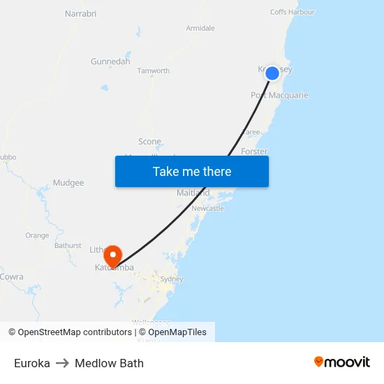 Euroka to Medlow Bath map