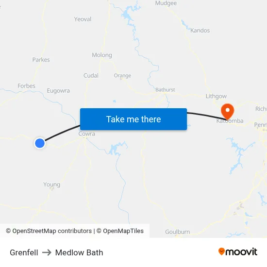 Grenfell to Medlow Bath map