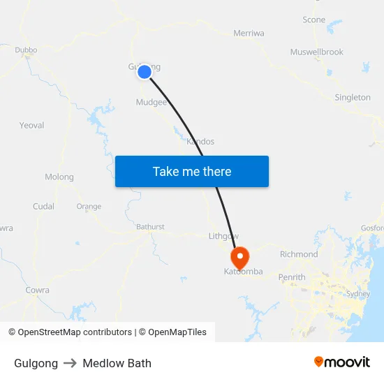 Gulgong to Medlow Bath map