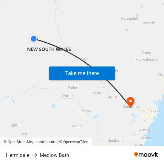 Hermidale to Medlow Bath map