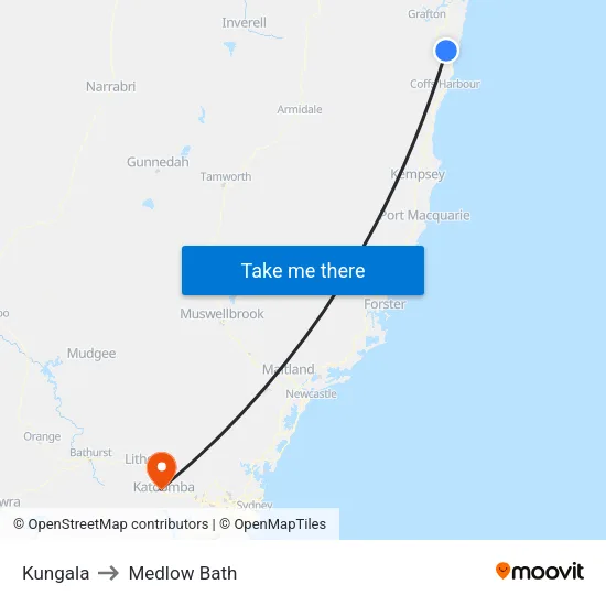 Kungala to Medlow Bath map