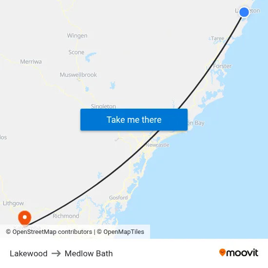 Lakewood to Medlow Bath map