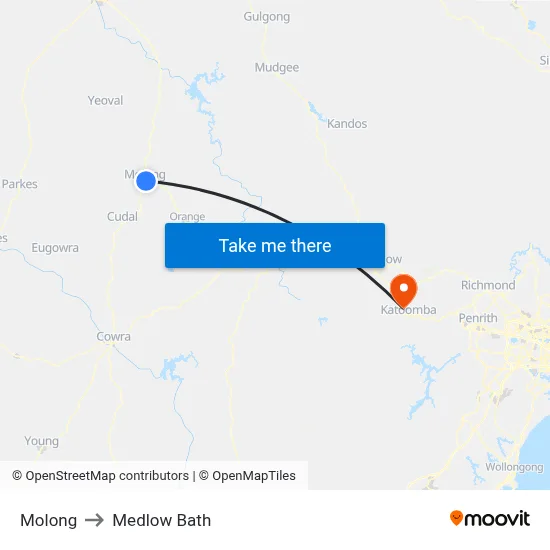 Molong to Medlow Bath map