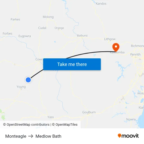Monteagle to Medlow Bath map