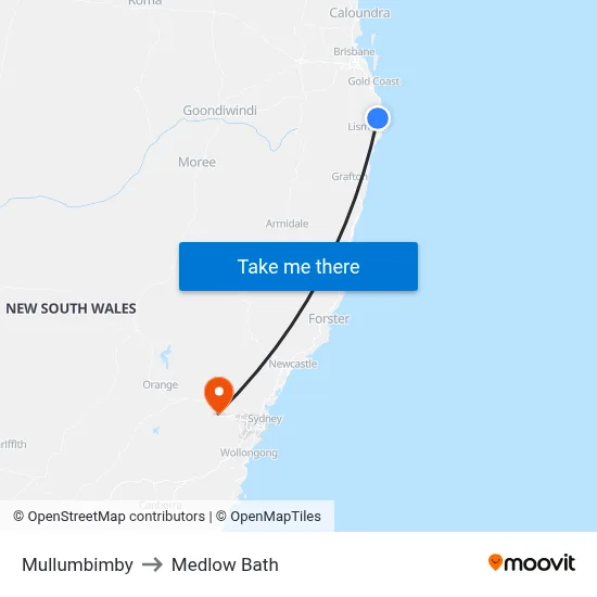 Mullumbimby to Medlow Bath map