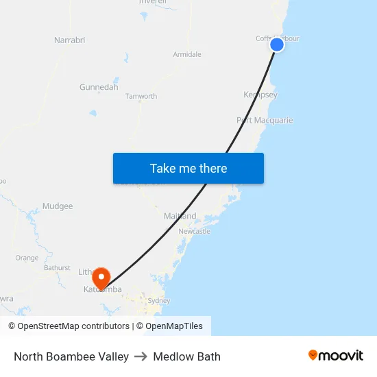 North Boambee Valley to Medlow Bath map