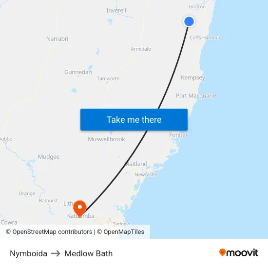 Nymboida to Medlow Bath map