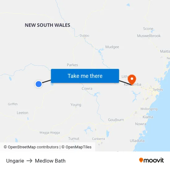 Ungarie to Medlow Bath map