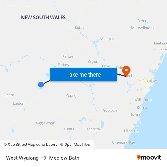 West Wyalong to Medlow Bath map