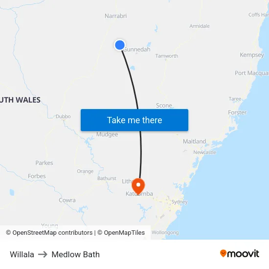 Willala to Medlow Bath map