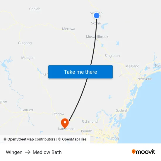 Wingen to Medlow Bath map