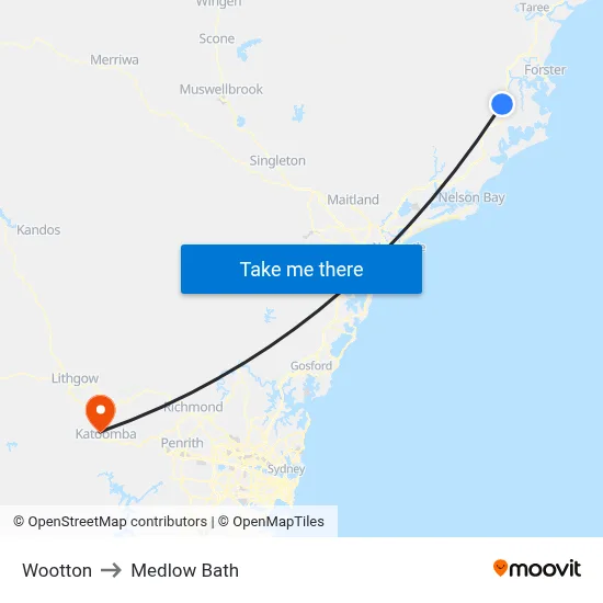 Wootton to Medlow Bath map