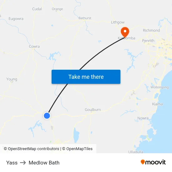 Yass to Medlow Bath map