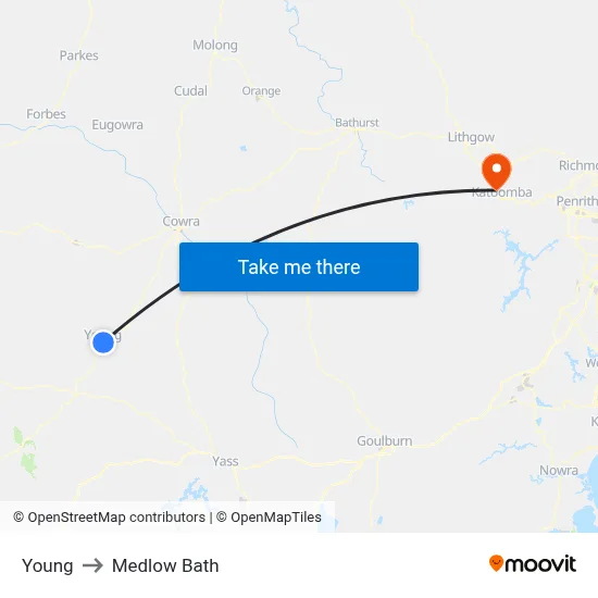 Young to Medlow Bath map