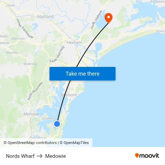 Nords Wharf to Medowie map