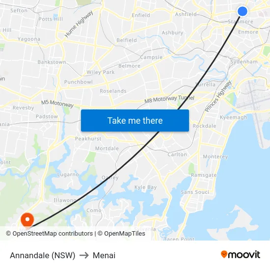 Annandale (NSW) to Menai map