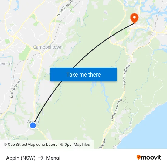 Appin (NSW) to Menai map