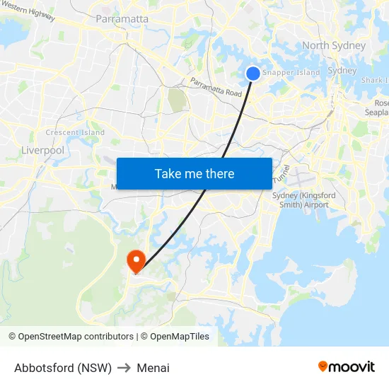 Abbotsford (NSW) to Menai map