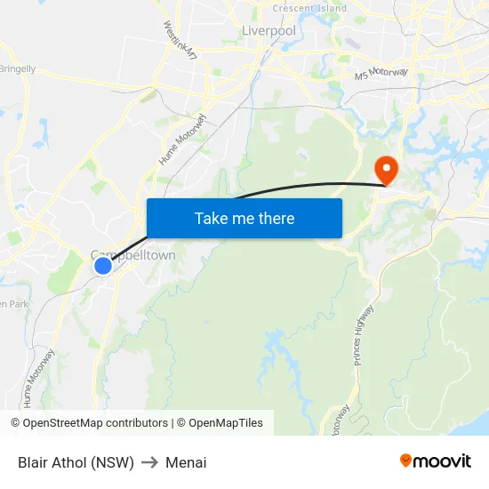 Blair Athol (NSW) to Menai map