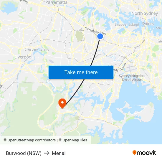 Burwood (NSW) to Menai map